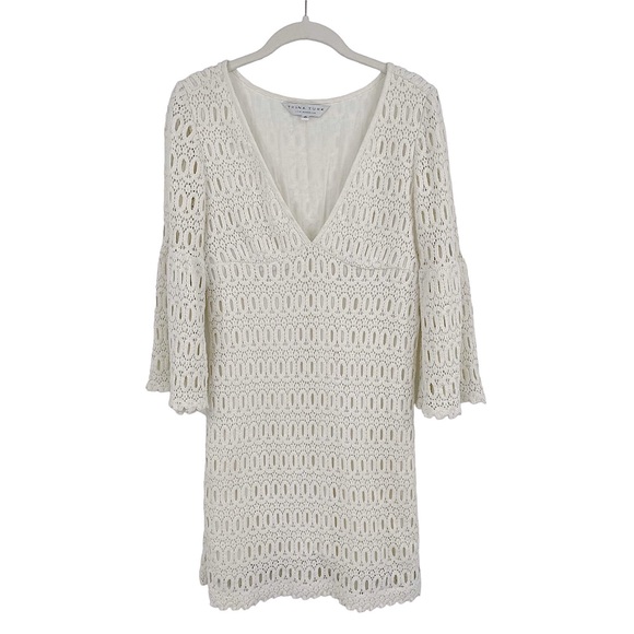 TRINA TURK Off White Cotton Eyelet Crochet Sheath Dress - Size 8 - Picture 14 of 14